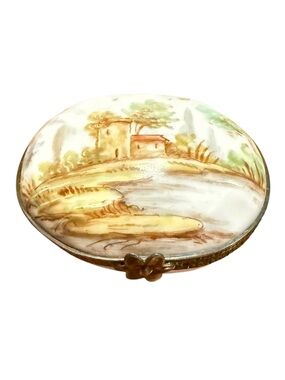 Antique c.1900 Hand Painted Porcelain Trinket Box | Late Victorian Edwardian